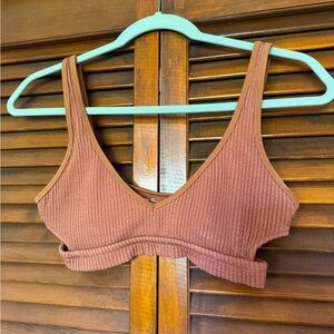Aerie Ribbed Bikini Top in Brown